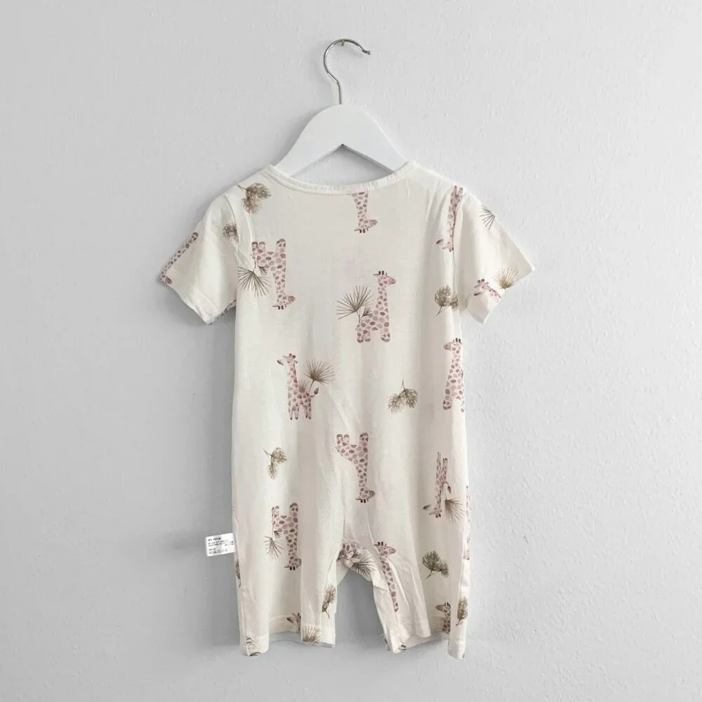 NWT Cute Short Sleeve Giraffe Baby Romper Shorts Sleep N' Play One-Piece 9-12M